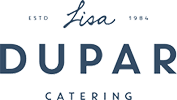 Logo for Lisa Dupar Catering, established in 1984, with "Lisa" in cursive above "Dupar" in bold uppercase letters and "Catering" below in smaller text.