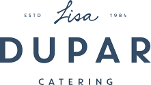 Logo for Lisa Dupar Catering, established in 1984, with "Lisa" in script above "Dupar" in bold, uppercase letters, and "Catering" below.